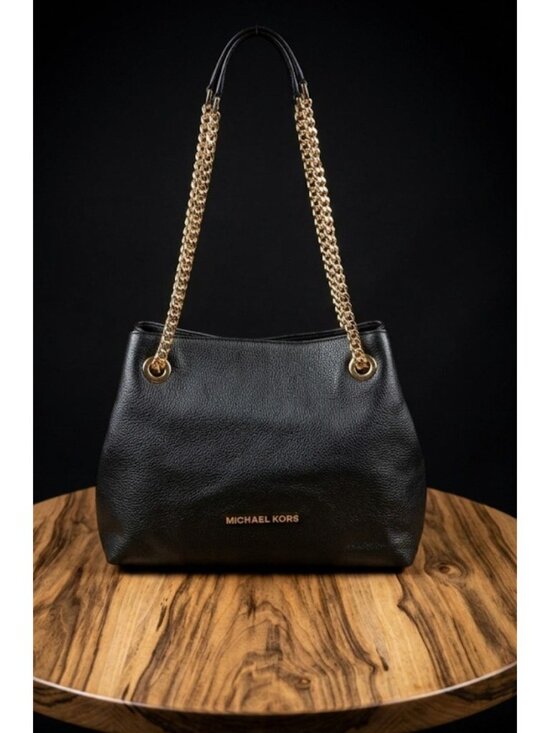 Michael Kors Handbags - Michael Kors Black Pebbled Leather Crossbody/Shoulder Chain Strap Bag